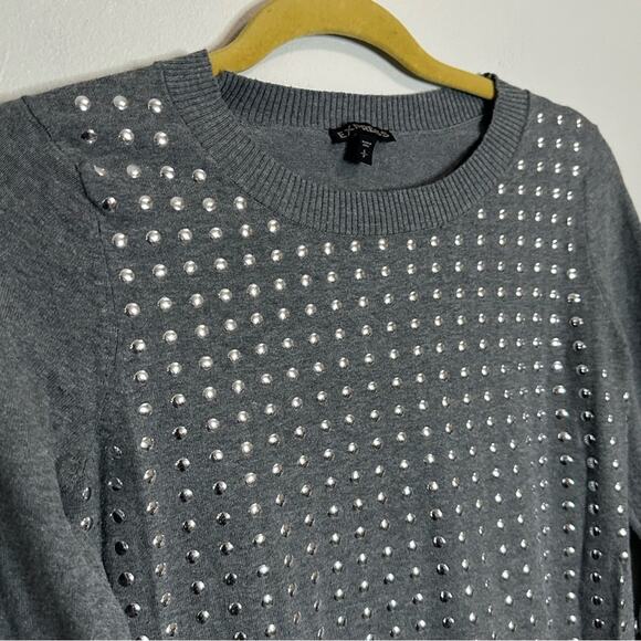Express Small Studded Pullover Casual Sweater Gray Silver Womens Small - Picture 4 of 6